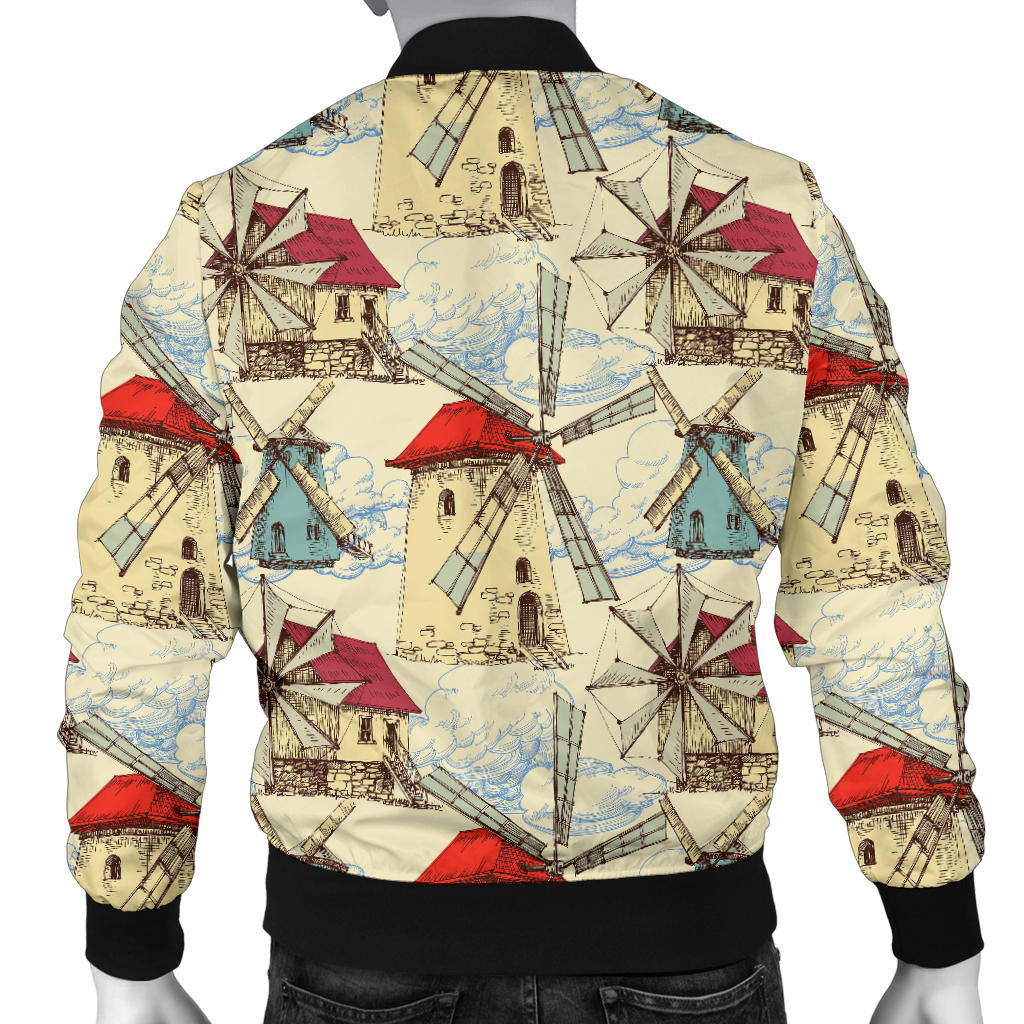 Windmill Pattern Print Design 01 Men Bomber Jacket