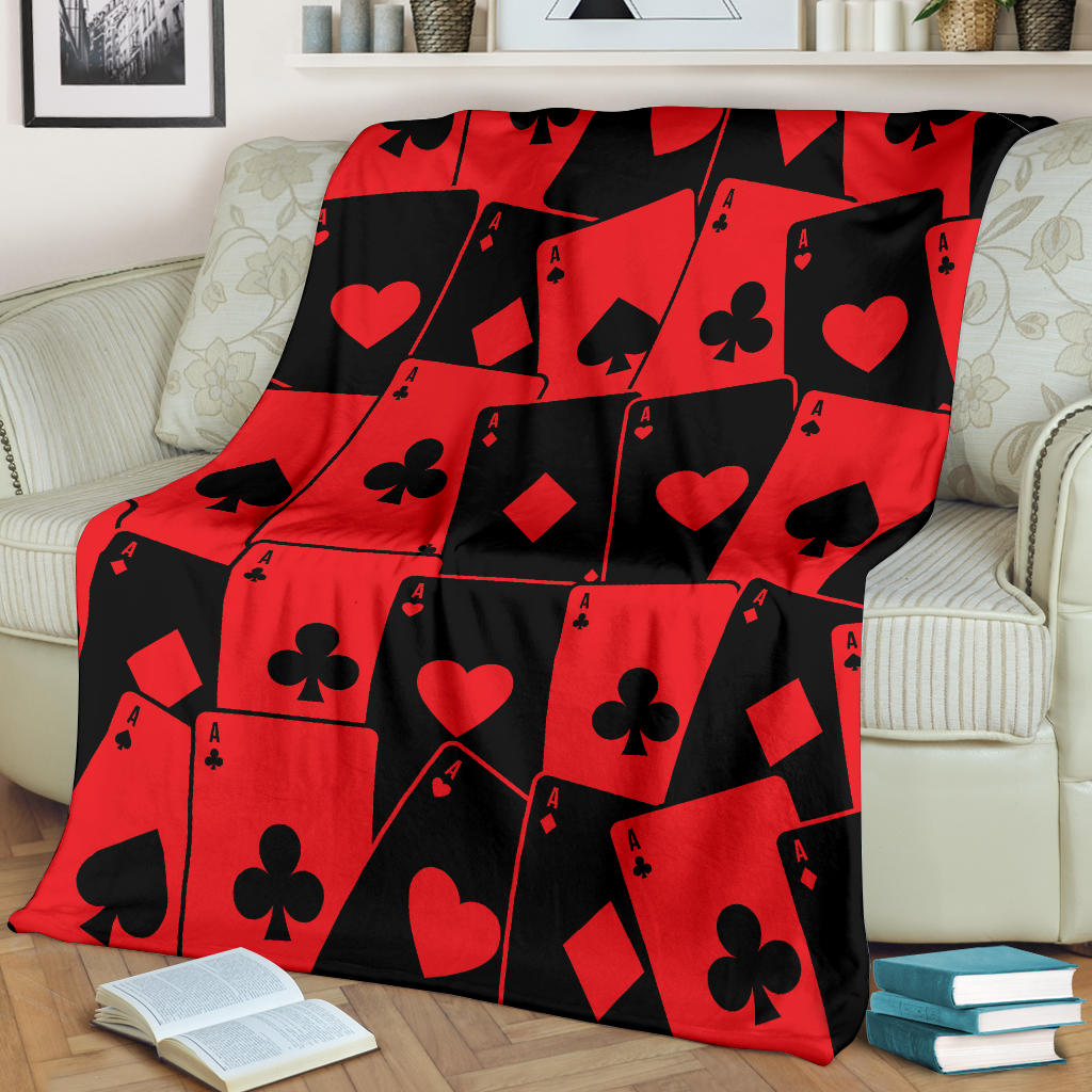 Poker Cards Pattern Print Design A01 Premium Blanket
