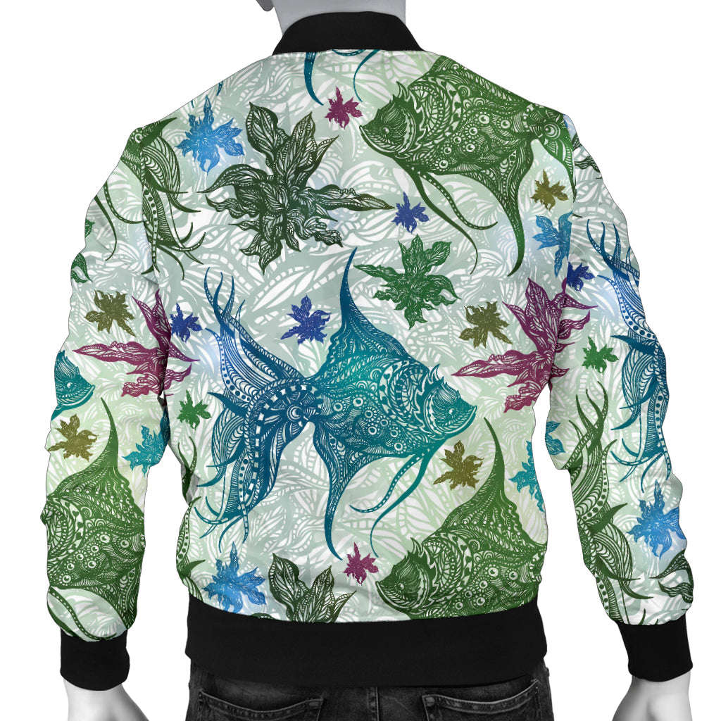 Angelfish Tribal Pattern Print Design 01 Men Bomber Jacket