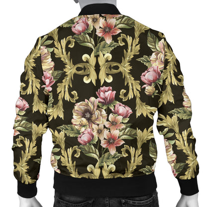 Baroque Pattern Print Design 02 Men Bomber Jacket