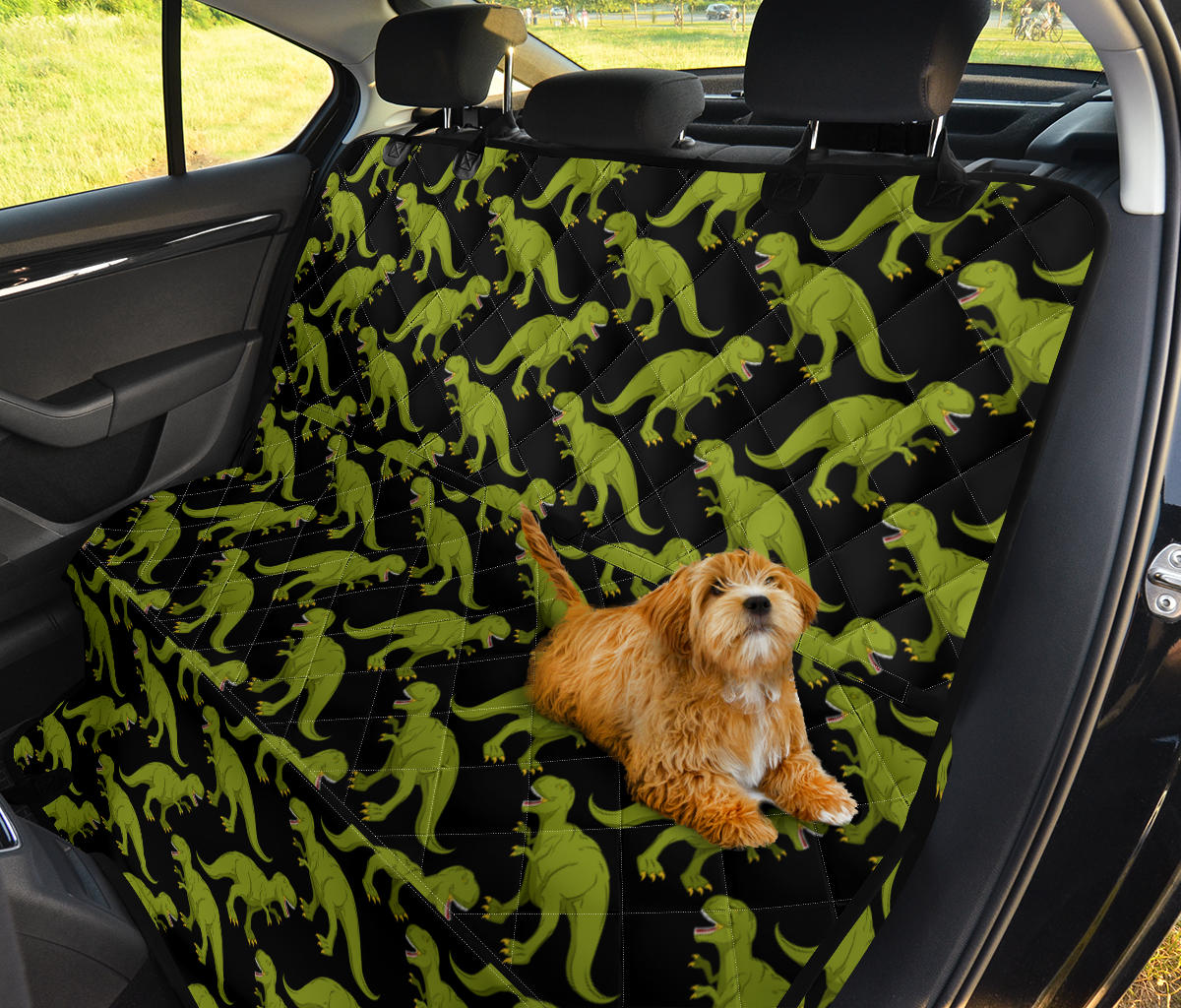 T Rex Pattern Print Design A02 Rear Dog Car Seat Cover Hammock