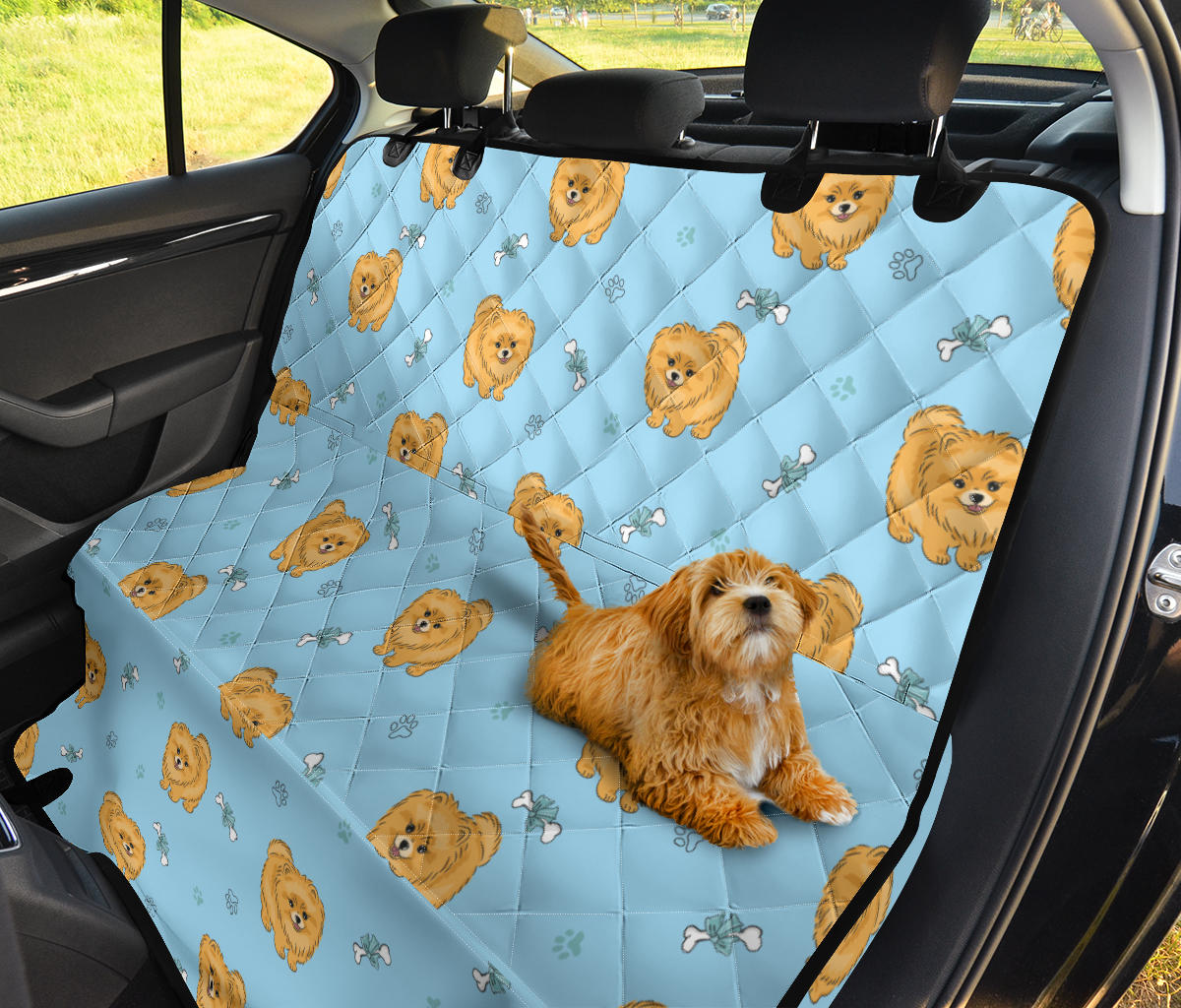 Pomeranians Pattern Print Design A03 Rear Dog Car Seat Cover Hammock