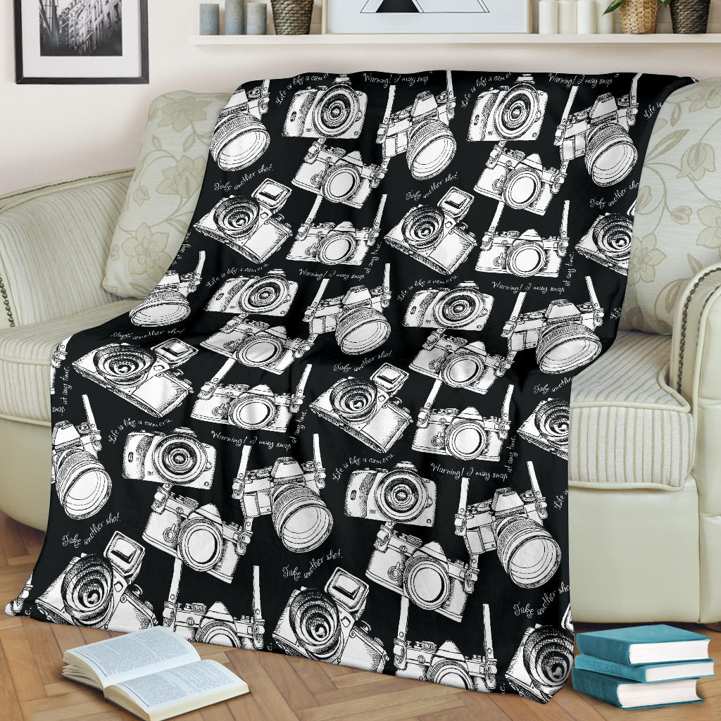 Camera Pattern Print Design 01 Premium Blanket