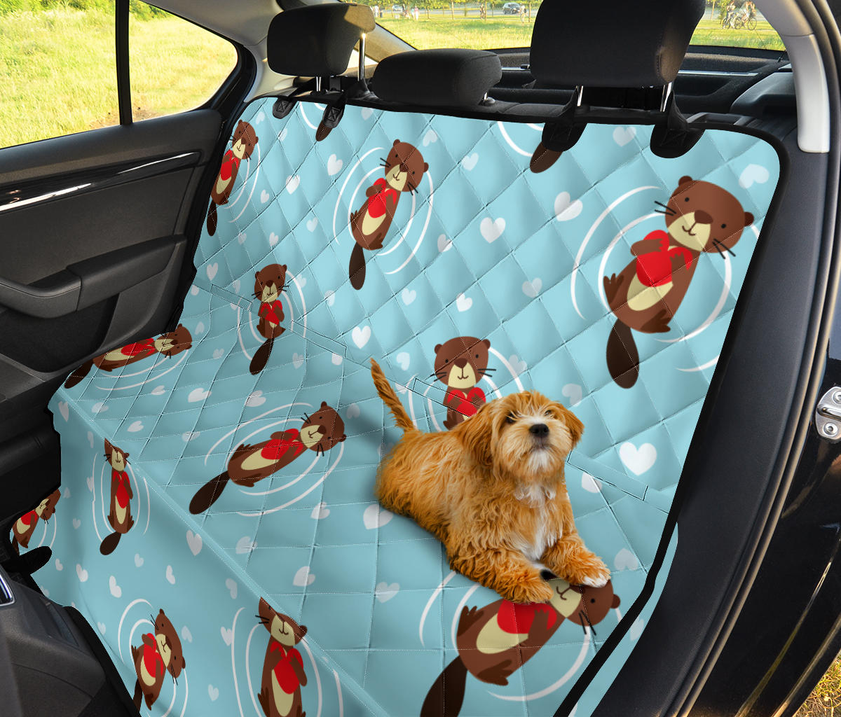 Sea Otter Cute Pattern Print Design 04 Rear Dog Car Seat Cover Hammock