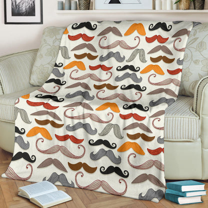 Mustache Pattern Print Design A02 Premium Blanket