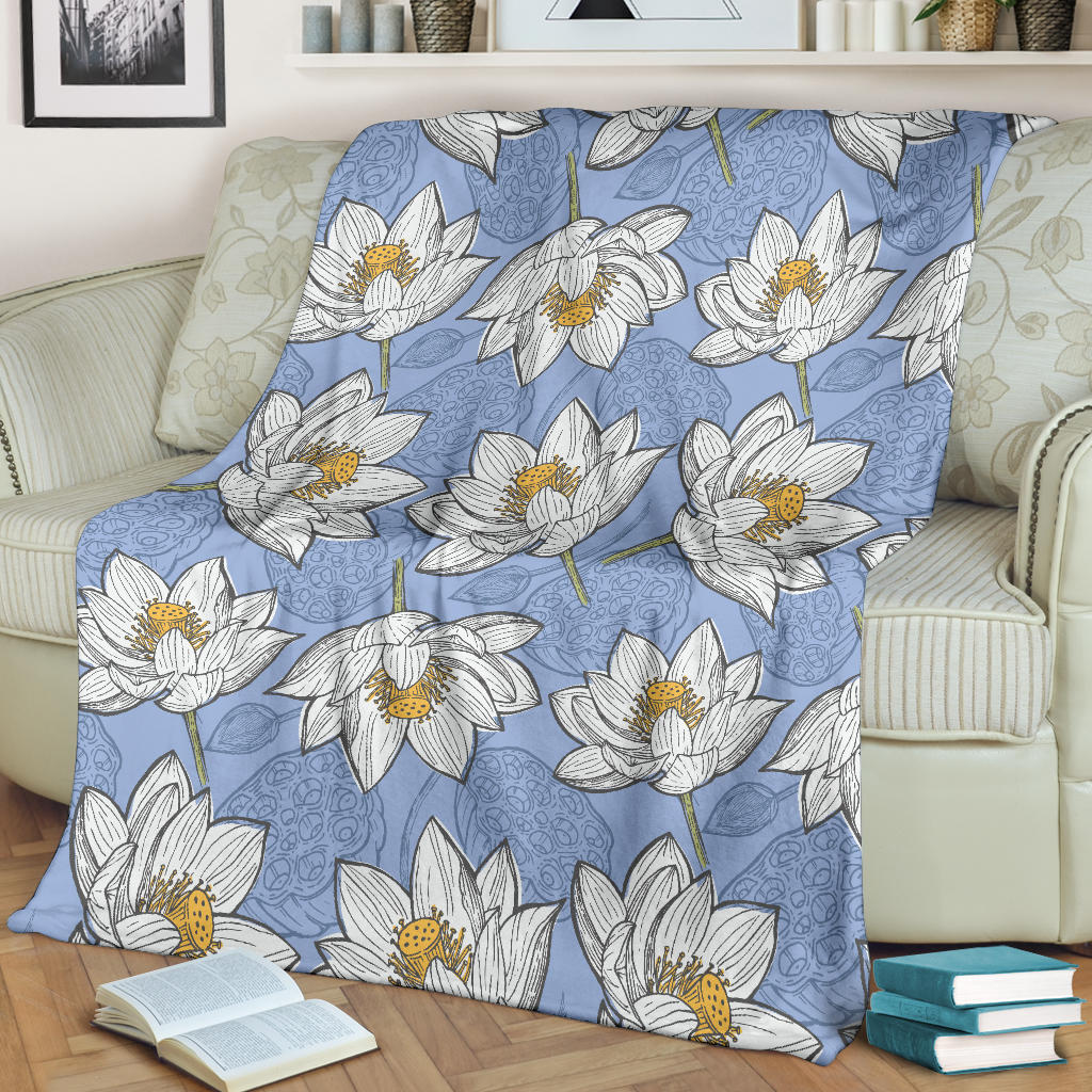 Lotus Pattern Print Design 04 Premium Blanket