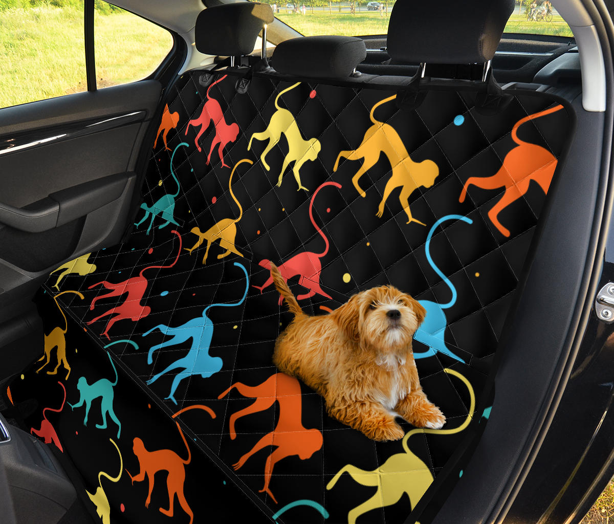 Monkey Pattern Print Design 01 Rear Dog Car Seat Cover Hammock