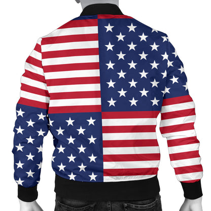 Patriotic US Flag Pattern Print Design A03 Men Bomber Jacket