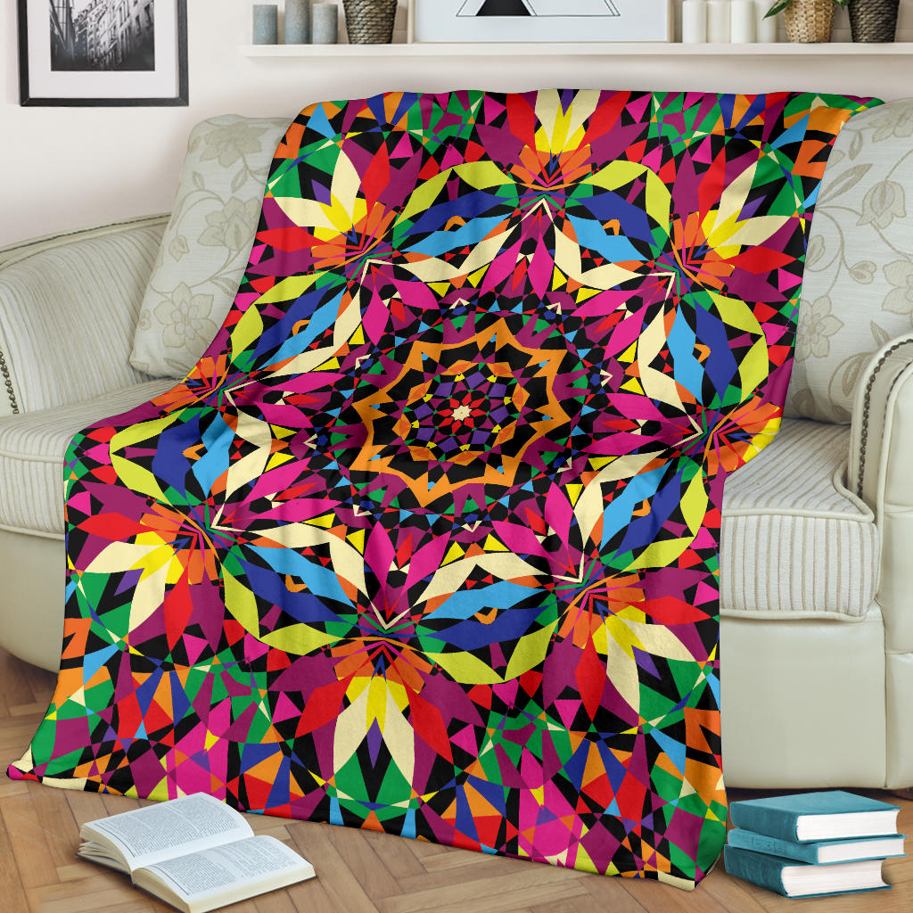 Kaleidoscope Pattern Print Design 02 Premium Blanket