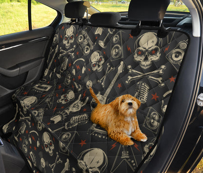 Rock and Roll Skull Pattern Print Design A03 Rear Dog Car Seat Cover Hammock