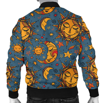 Celestial Moon Sun Pattern Print Design 02 Men Bomber Jacket