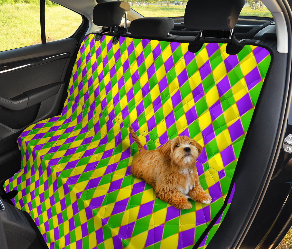 Mardi Gras Pattern Print Design 01 Rear Dog Car Seat Cover Hammock