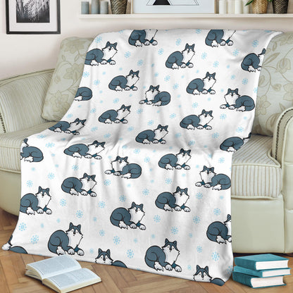 Alaskan Malamute Pattern Print Design 03 Premium Blanket