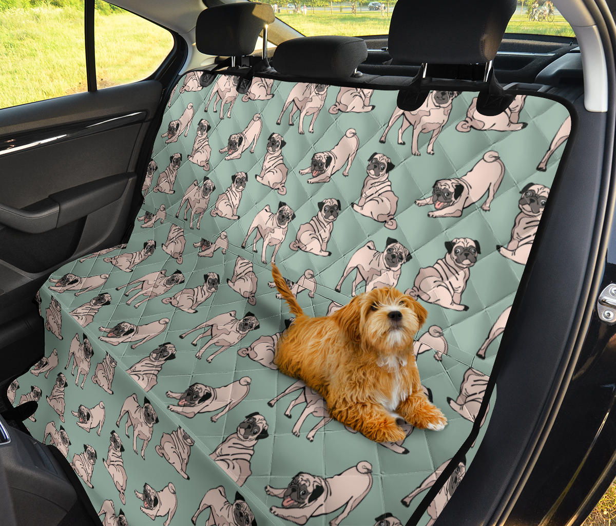 Pug Pattern Print Design A01 Rear Dog Car Seat Cover Hammock