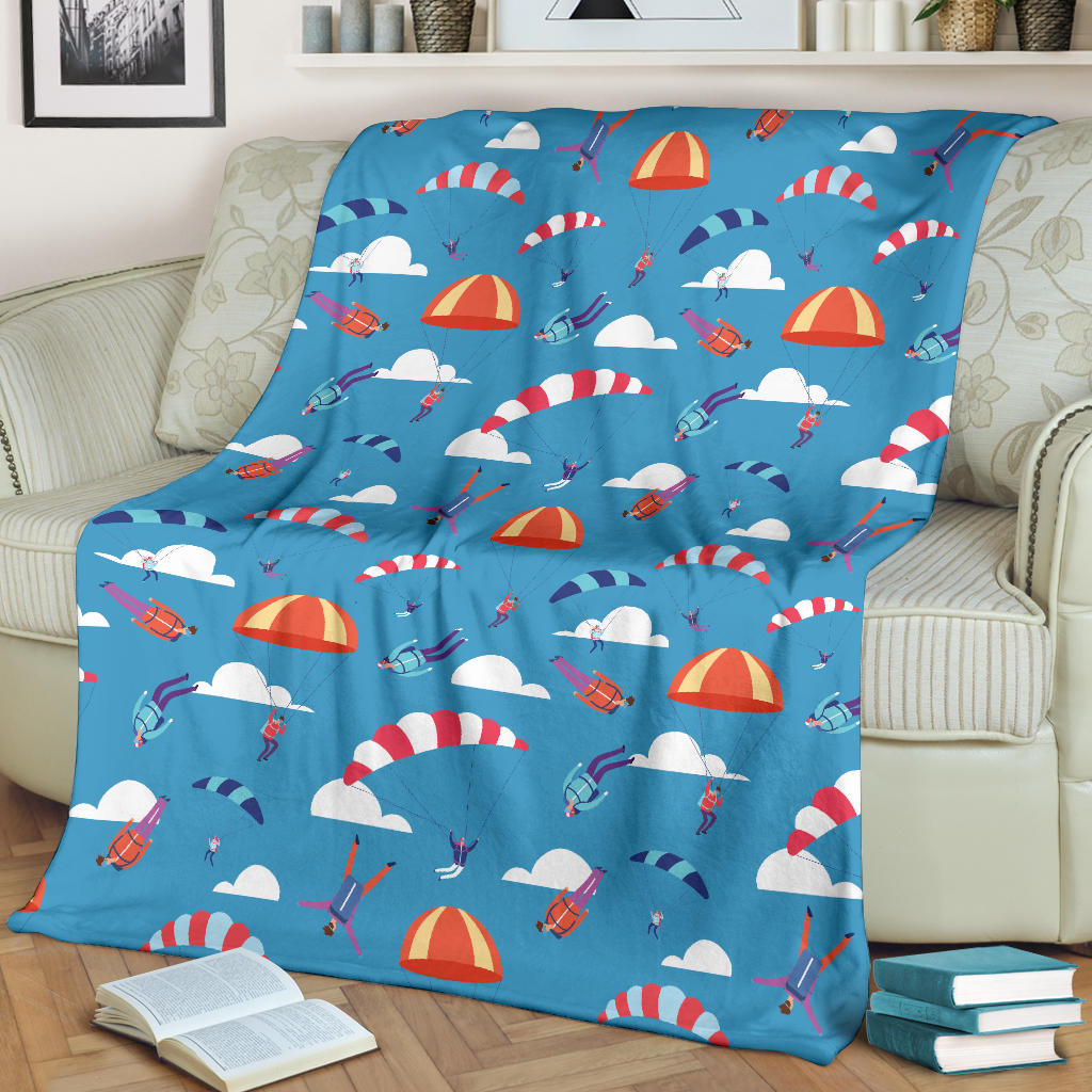 Skydiving Pattern Print Design 03 Premium Blanket