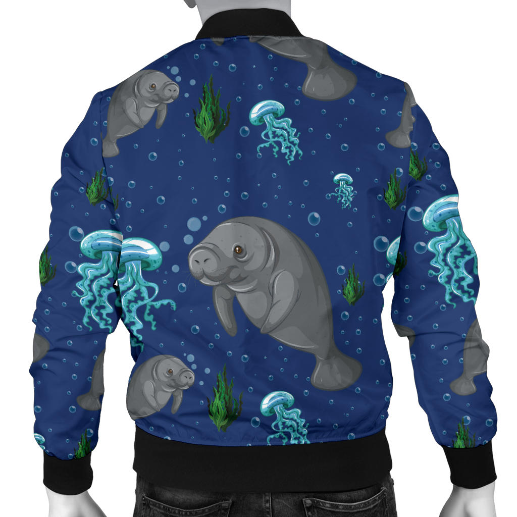 Manatee Pattern Print Design 01 Men Bomber Jacket