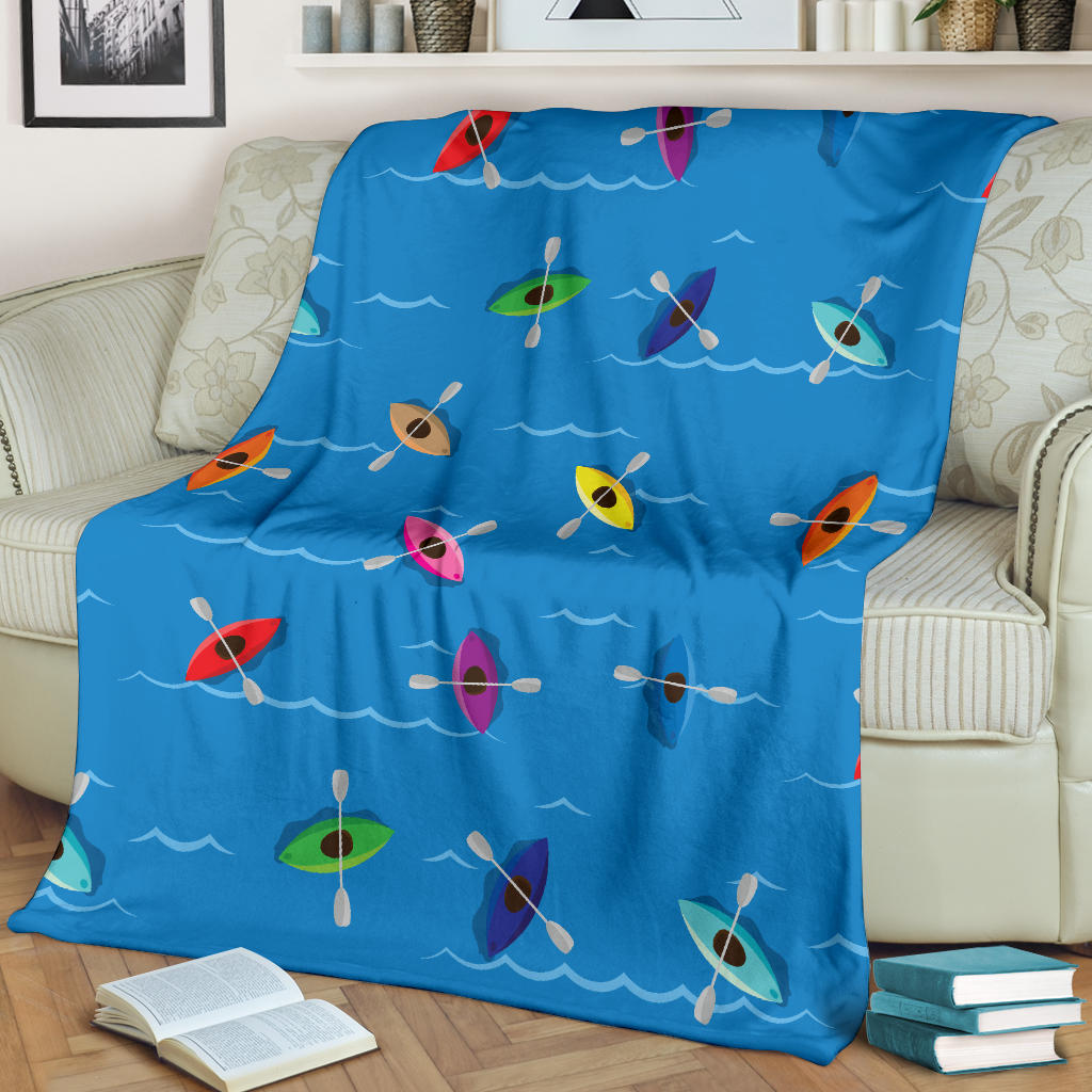 Kayak Pattern Print Design 03 Premium Blanket