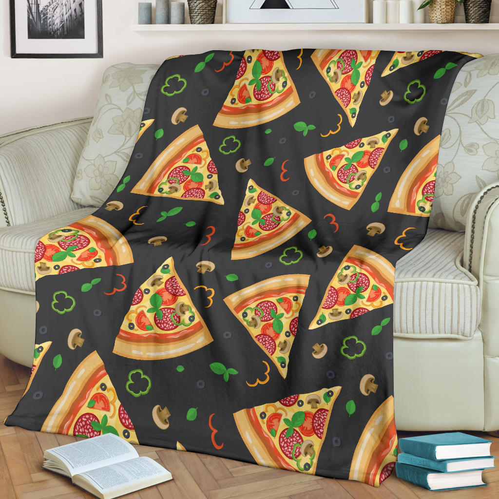 Pizza Pattern Print Design A02 Premium Blanket