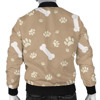 Dog Bone Paw Pattern Print Design 01 Men Bomber Jacket