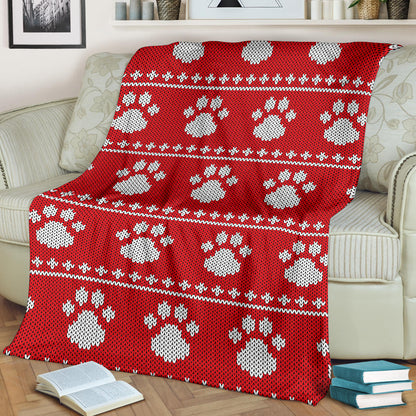 Knit Paw Pattern Print Design 03 Premium Blanket