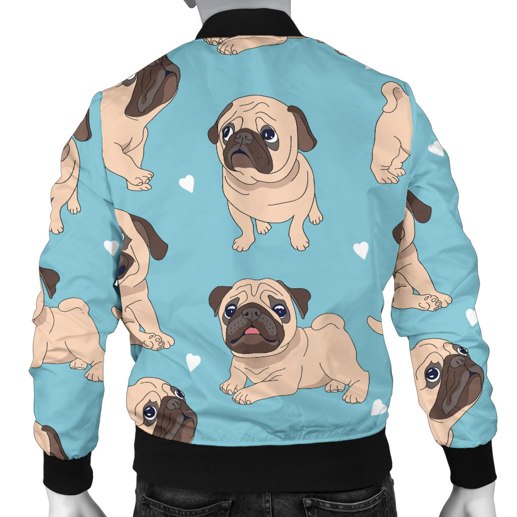 Pug Pattern Print Design A03 Men Bomber Jacket