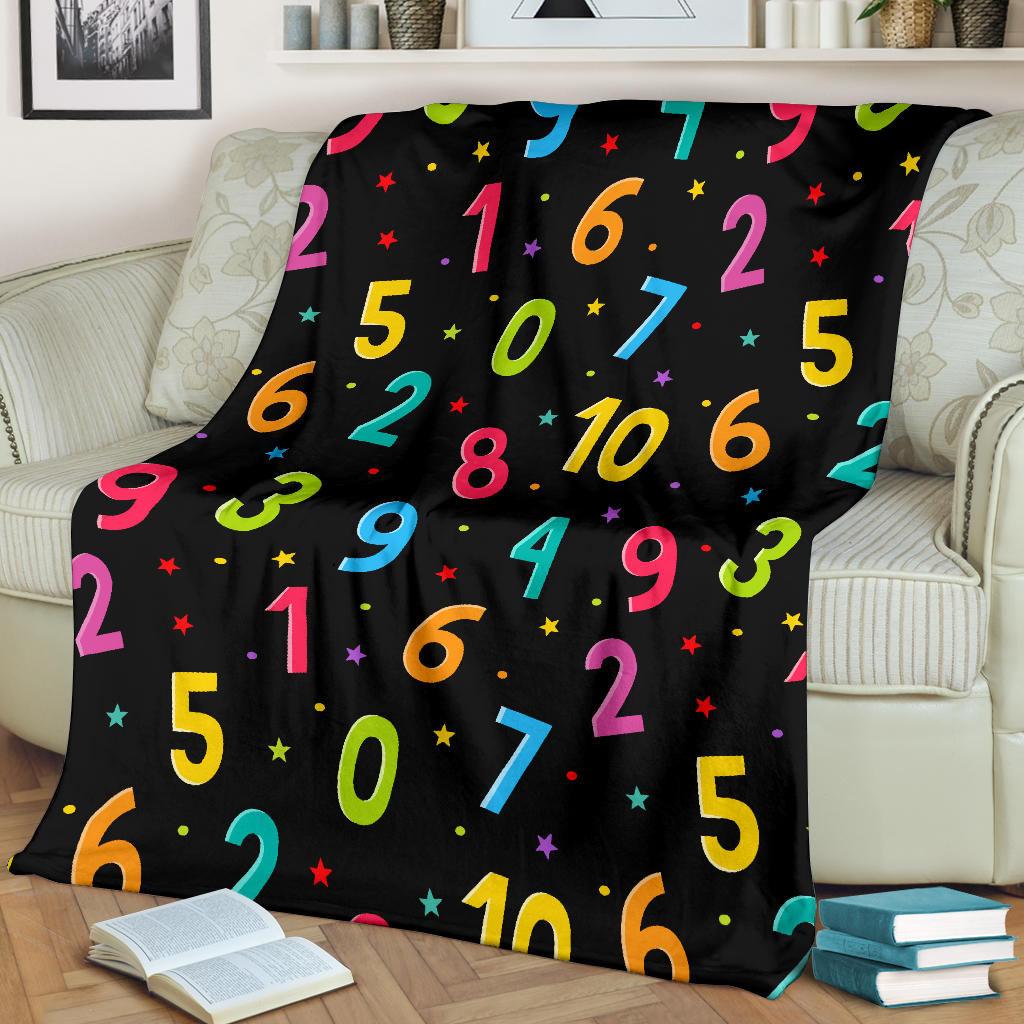 Number Pattern Print Design A04 Premium Blanket