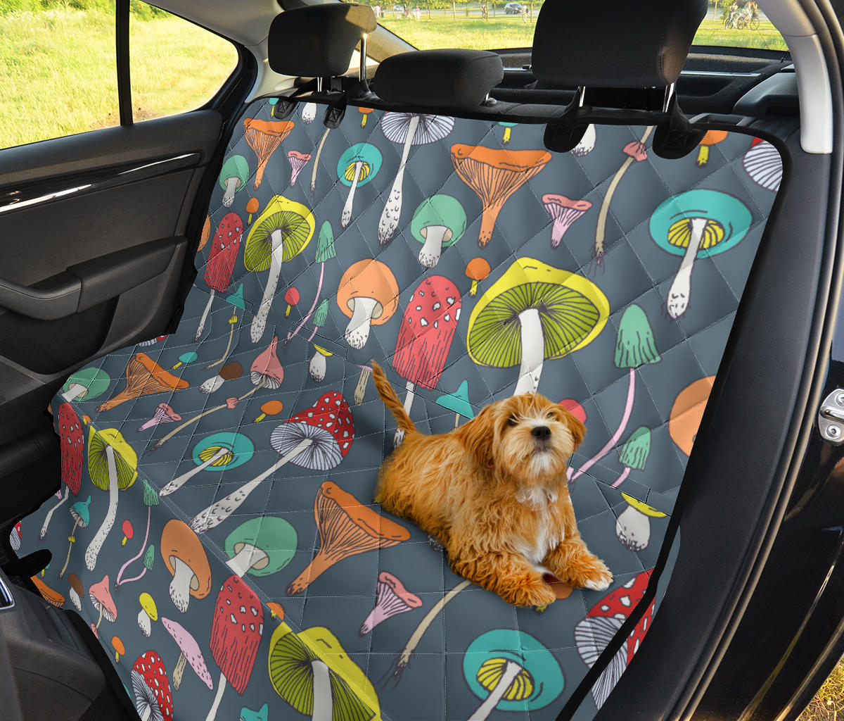 Mushroom Pattern Print Design A03 Rear Dog Car Seat Cover Hammock