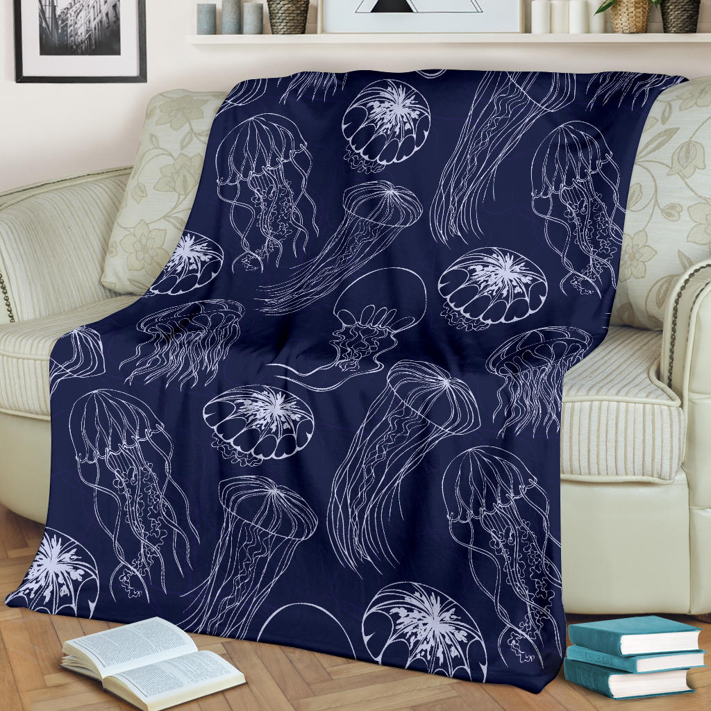 Jellyfish Pattern Print Design 05 Premium Blanket