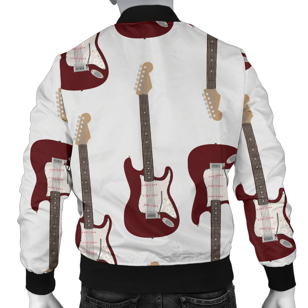 Bass Guitar Pattern Print Design 03 Men Bomber Jacket