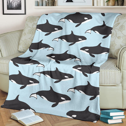 Killer Whale Pattern Print Design 01 Premium Blanket