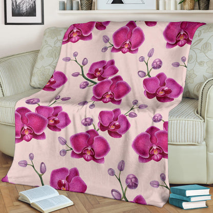 Orchid Pattern Print Design A02 Premium Blanket