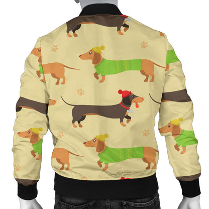 Dachshund Pattern Print Design 06 Men Bomber Jacket