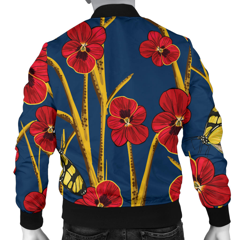 Pansy Pattern Print Design A01 Men Bomber Jacket