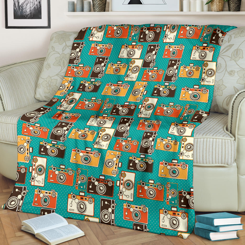 Camera Pattern Print Design 02 Premium Blanket