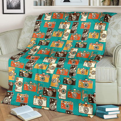 Camera Pattern Print Design 02 Premium Blanket