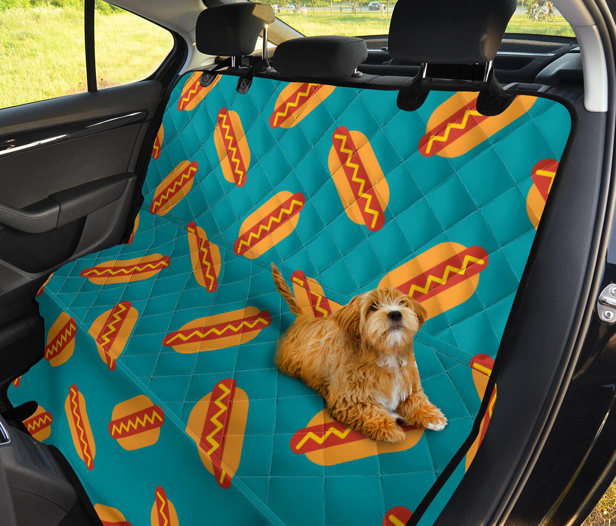 Hot Dog Pattern Print Design 03 Rear Dog Car Seat Cover Hammock