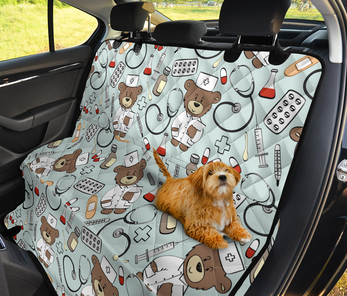 Nurse Bear Pattern Print Design A01 Rear Dog Car Seat Cover Hammock