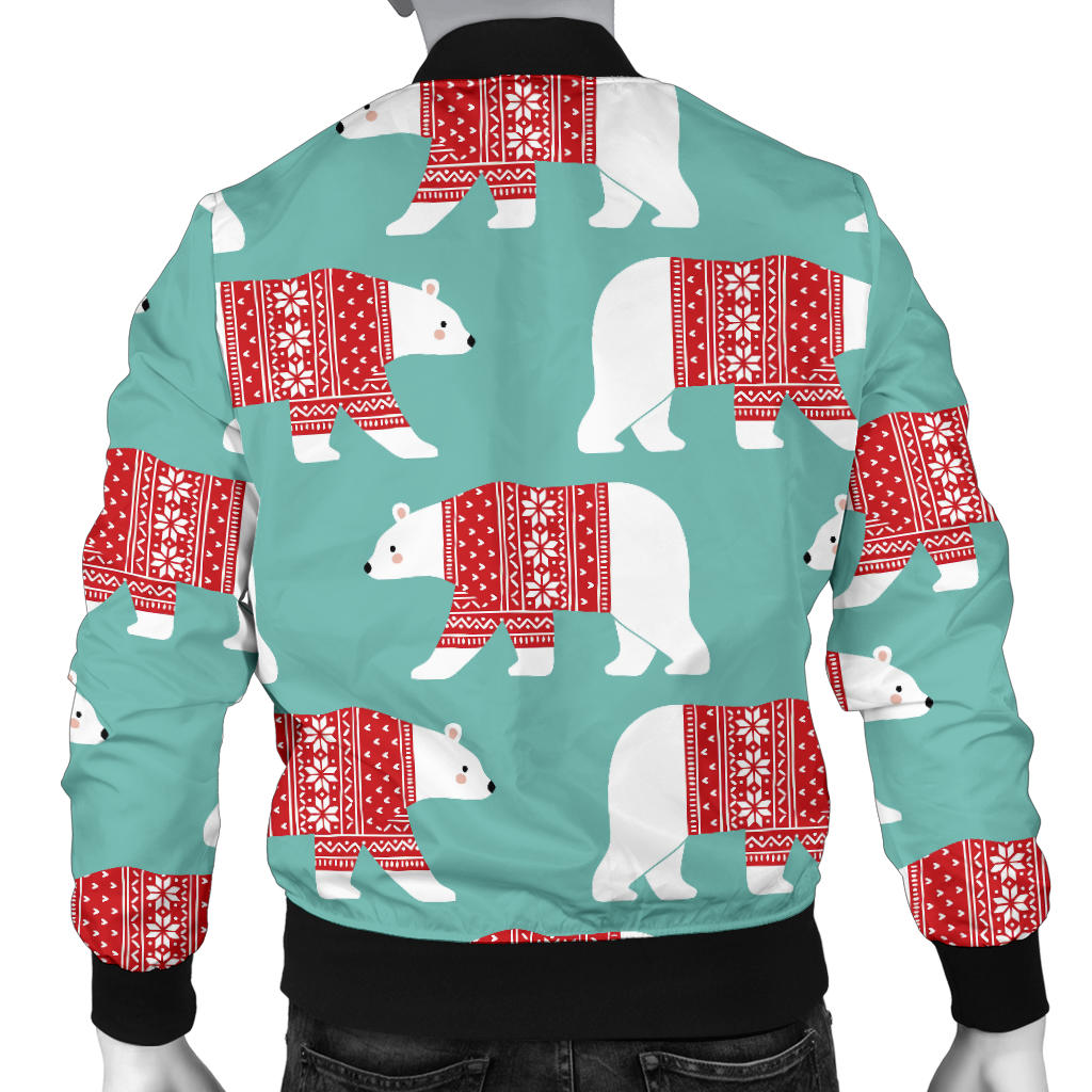 Polar Bear Pattern Print Design A04 Men Bomber Jacket