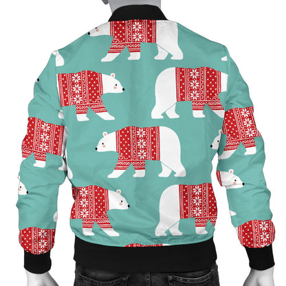 Polar Bear Pattern Print Design A04 Men Bomber Jacket