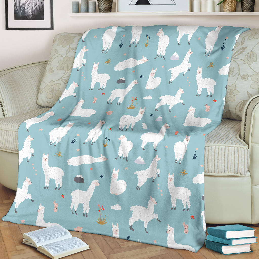 Alpaca Pattern Print Design 02 Premium Blanket