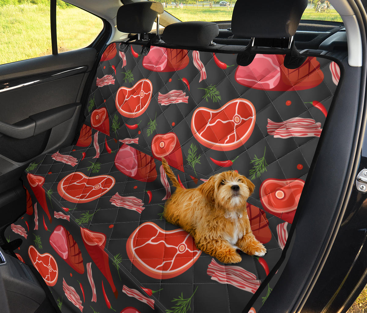 Meat Pattern Print Design 03 Rear Dog Car Seat Cover Hammock