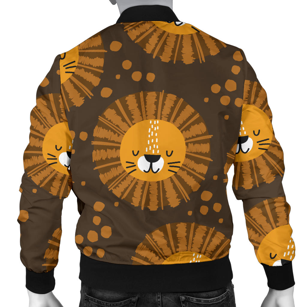 Lion Cartoon Pattern Print Design 01 Men Bomber Jacket
