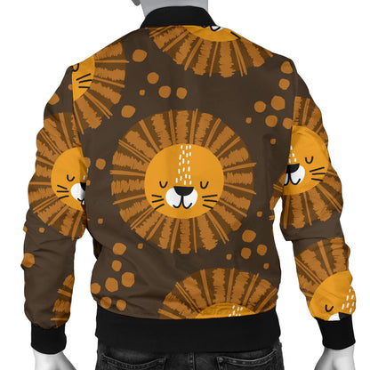 Lion Cartoon Pattern Print Design 01 Men Bomber Jacket