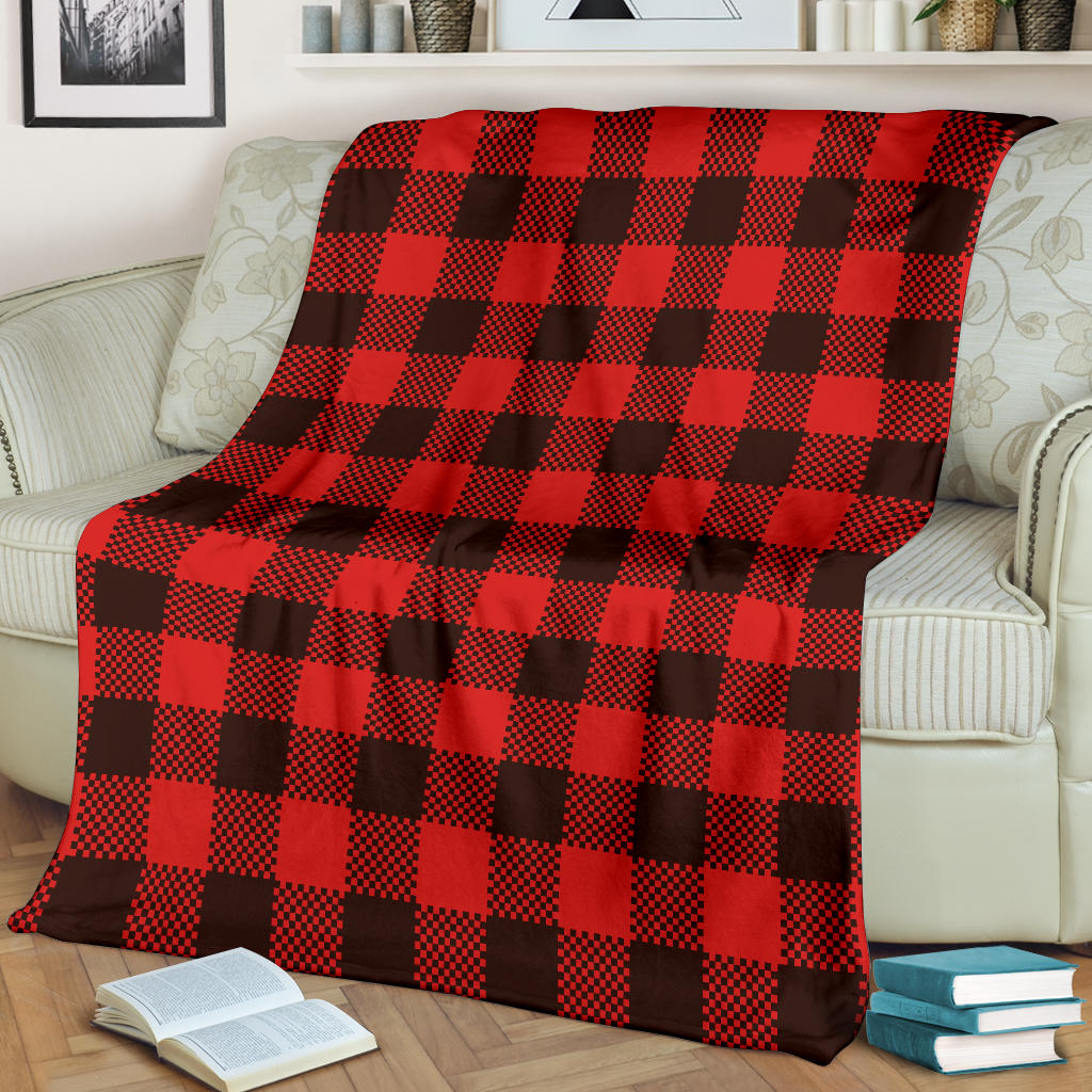 Buffalo check Red Pattern Print Design 05 Premium Blanket