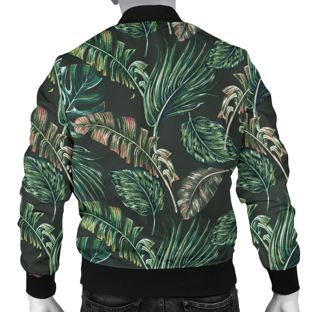 Banana Leaf Pattern Print Design 05 Men Bomber Jacket
