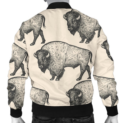 Bison Pattern Print Design 02 Men Bomber Jacket