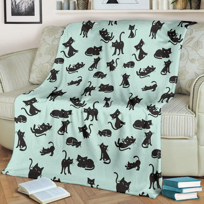 Black Cat Pattern Print Design 04 Premium Blanket