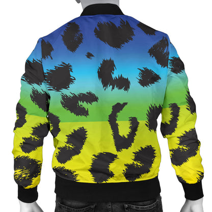 Rainbow Leopard Pattern Print Design A01 Men Bomber Jacket