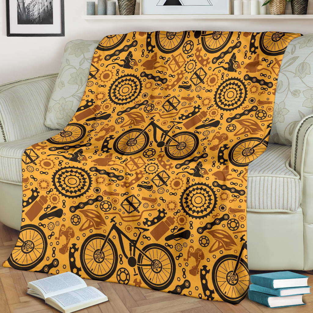 Mountain bike Pattern Print Design 03 Premium Blanket