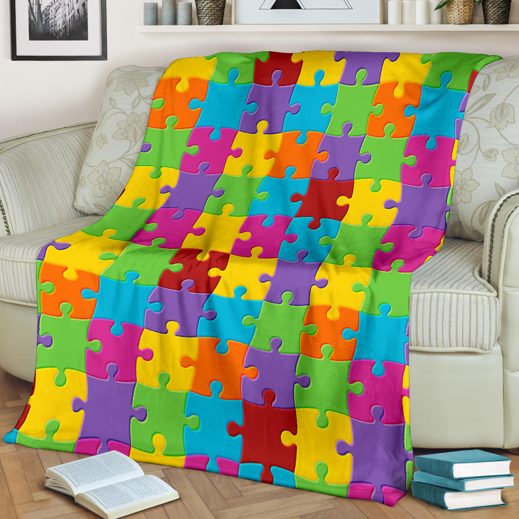Autism Awareness Pattern Print Design 02 Premium Blanket